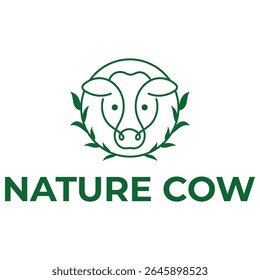 nature cow flat minimalist logo design