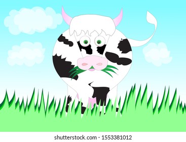 nature cow white gras eat healthy milk