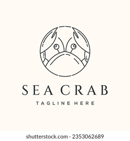 nature crab line art logo vector minimalist illustration design, crab seafood logo design