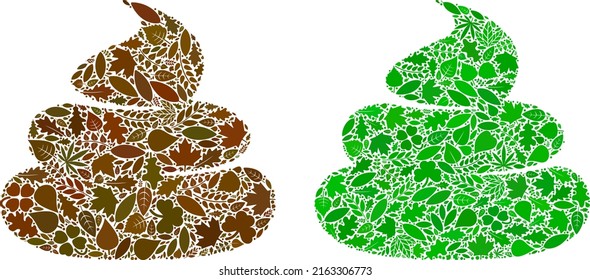 Nature crap icon composition of herbal leaves in green and natural color tones. Ecological environment vector concept for crap icon. Crap vector image is created from green herbal elements.