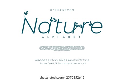Nature creative modern urban alphabet font. Digital abstract moslem, futuristic, fashion, sport, minimal technology typography. Simple numeric vector illustration