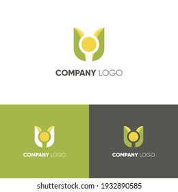 Nature creative symbol concept. Bio herbal health care abstract business eco logo,  beauty flora