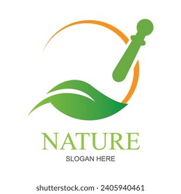 La naturaleza es un concepto orgánico de símbolo creativo. Logotipo ecológico de negocios abstracto para la atención de salud a base de hierbas. Comida fresca, paquete de círculo, flora de belleza, ícono de farmacia. Logotipo de identidad corporativa, gráfico de la empresa
