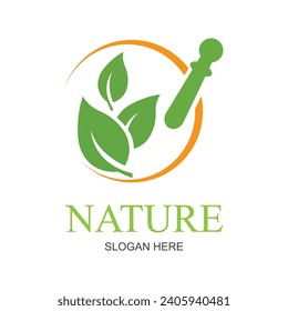 Nature creative symbol organic concept. Bio herbal health care abstract business eco logo. Fresh food, circle package, beauty flora, pharmacy icon. Corporate identity logotype, company graphic