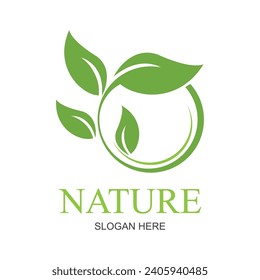 Nature creative symbol organic concept. Bio herbal health care abstract business eco logo. Fresh food, circle package, beauty flora, pharmacy icon. Corporate identity logotype, company graphic