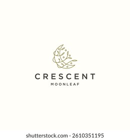Nature crescent line art style minimalist logo design template flat vector