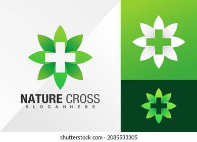 Nature Cross Logo Design Vector illustration template