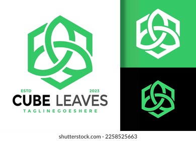 Nature Cube Leaf Logo Logos Design Element Stock Vector Illustration Template