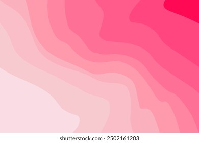 Nature curvy landscape with lights, shadows. Abstract pink waves background. Organic wavy stripes pattern with gradient texture. Aesthetic pink shades backdrop