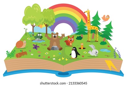 Nature and cute animals in the book