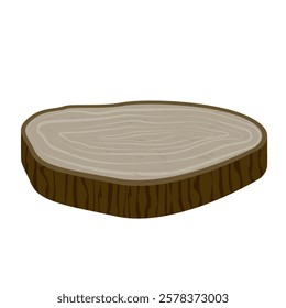 Nature cutted tree trunk with growth rings cartoon illustration