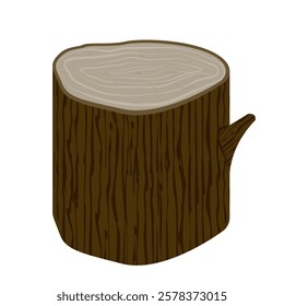 Nature cutted tree trunk timber with growth rings cartoon illustration