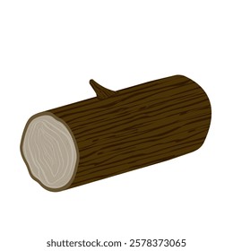 Nature cutted tree trunk timber with growth rings cartoon illustration