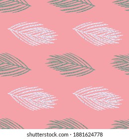 Naturaleza de diciembre de 2009 con ramas de abeto claras y verdes. Fondo rosa. Fondo decorativo para el diseño de tejidos, impresión textil, envoltura, cubierta. Ilustración vectorial.