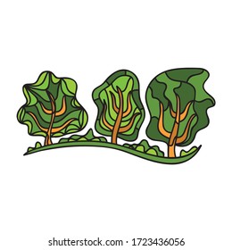 Nature decorative element green trees. Vector illustration