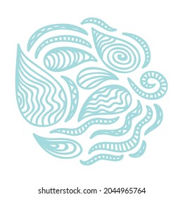 Elemento decorativo de la naturaleza de las gotas de agua. Ilustración del vector