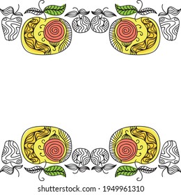 Nature decorative frame of apples. Vector illustration