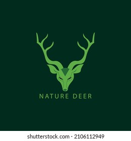 Nature deer head logo design template. Deer logo vector illustration.