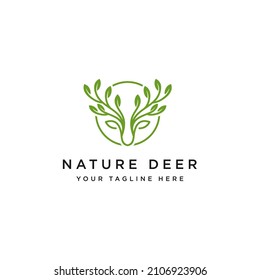 nature deer leaf logo design