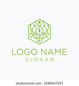 nature deer leaf logo design