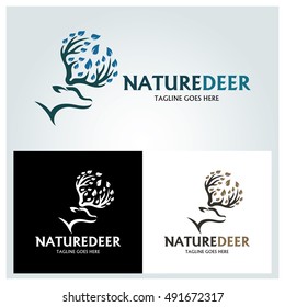 Nature Deer logo design template ,Vector illustration