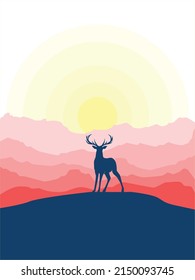 Nature Deer in Mountain Landscape vector