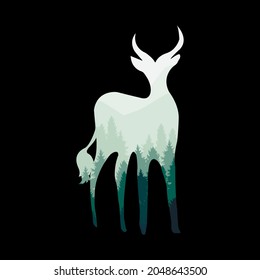 nature deer silhouette themed vector