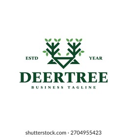nature deer tree logo vector