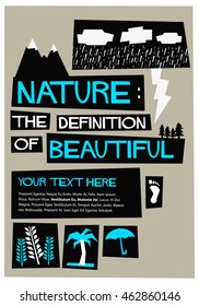 Nature - The Definition Of Beautiful! (Flat Style Vector Illustration Quote Poster Design) With Text Box