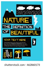 Nature - The Definition Of Beautiful! (Flat Style Vector Illustration Quote Poster Design) With Text Box