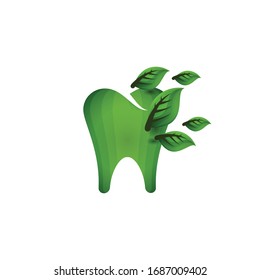 nature dental leaf logo tooth teeth logo Ideas. Inspiration logo design. Template Vector Illustration. Isolated On White Background