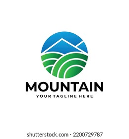 nature design concept, mountain, sunrise, sunset logo template