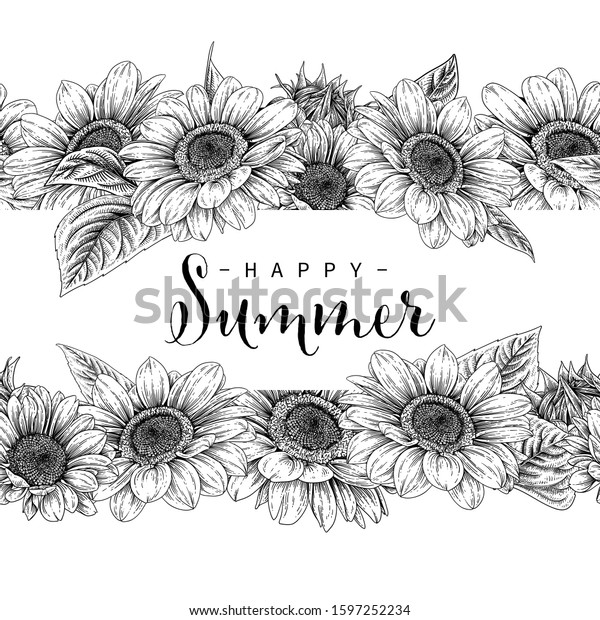 Sunflower Clipart Black And White Free