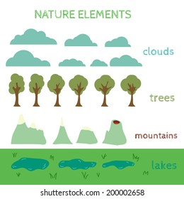 Nature Design elements. Build your own Landscape. Vector illustration