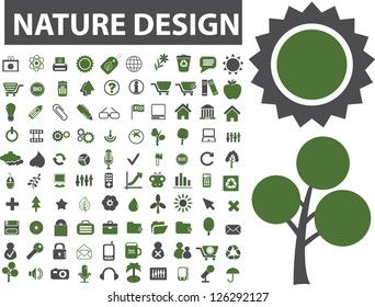 nature design icons set, vector