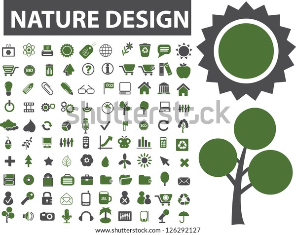 nature design icons set,
vector
