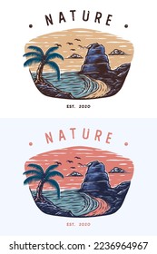 Nature design with mountain for background with vintage style illustration