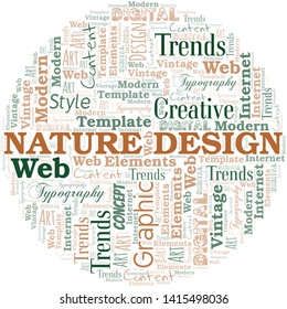 Nature Design word cloud. Wordcloud made with text only.
