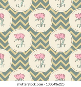 Nature designed seamless pattern for background, wrapping paper, fabric. Modern botanical endless repeatable motif for surface design. Vector illustration. Pastel colored decoration