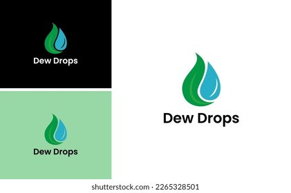nature dew drop logo leaf and water vector template
