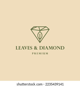 nature diamond logo icon, diamond leaf logo icon vector template