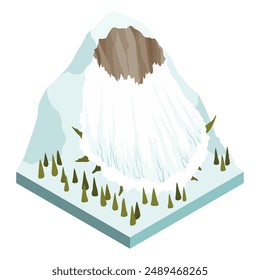 Nature Disaster Concept 3d Isometric View Include of Avalanche Snow. Vector illustration