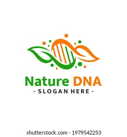 Diseño de la plantilla del logotipo del ADN de la naturaleza. Vector de logotipo de gen orgánico.