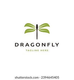 Nature dragonfly logo design template flat vector 