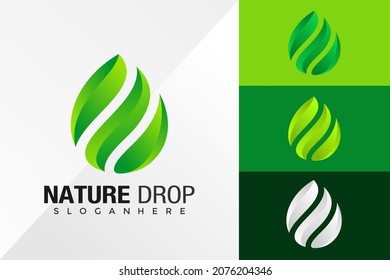 Nature Drop Logo Design Vector Template