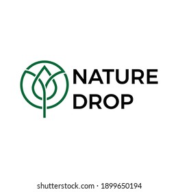 nature and drop outline logo vector