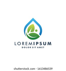 Nature drop water logo design template vector