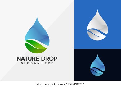 Gota de la naturaleza, diseño de logotipo de hoja de onda, diseño de logotipo moderno diseño de vectores plantilla de ilustración