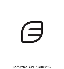 nature E leaf icon design concept