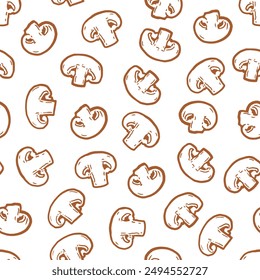 Nature Earth Tones Mushroom Silhouette Pattern. Perfect for culinary or nature-themed projects, this pattern offers a versatile backdrop for fabric, wrapping paper, or home decor.